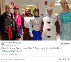 Beyond Delightful: Boston Bruins Dress as Frozen Characters for Sick Kids
